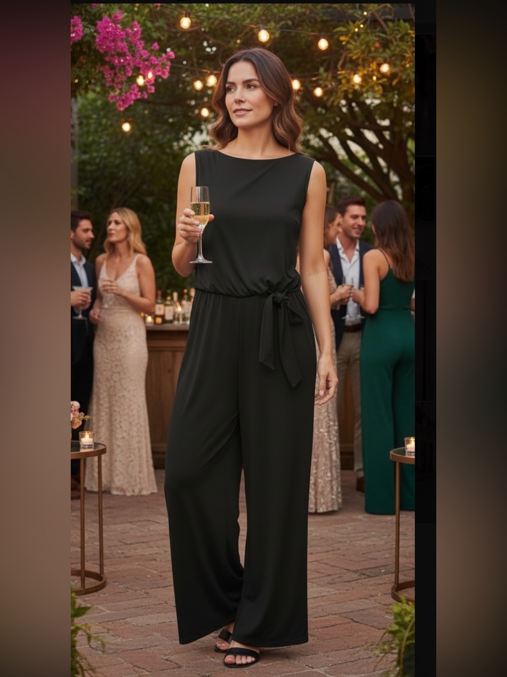 Luxology Black Boat Neck Sleeveless Jumpsuit Size 16